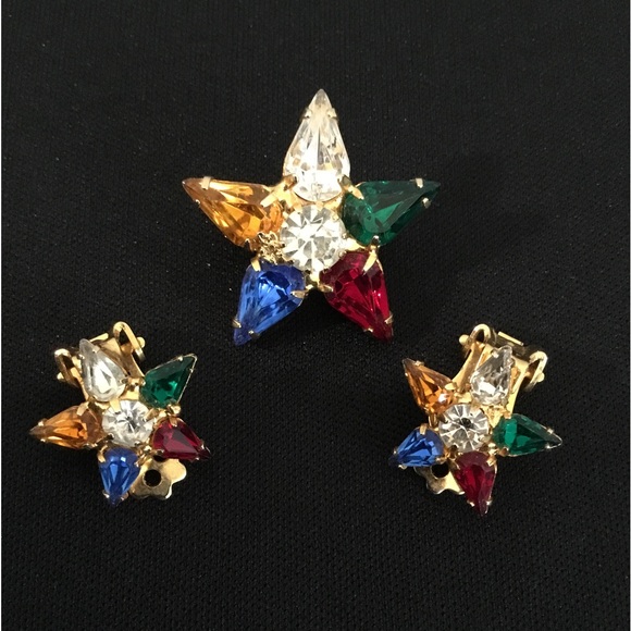 Vintage Jewelry - VTG Lisner Star Earrings and Brooch